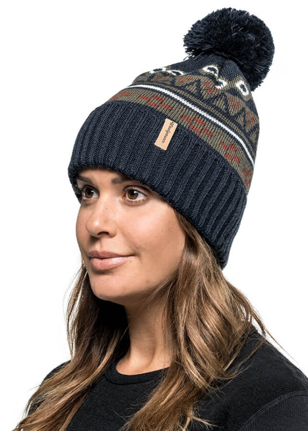 Jacquard-knitted wool beanie with pattern