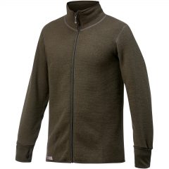 Framsida av grön mellanlager tröja med hög krage och långt blixtlås. Namn på produkt Full Zip Jacket 600